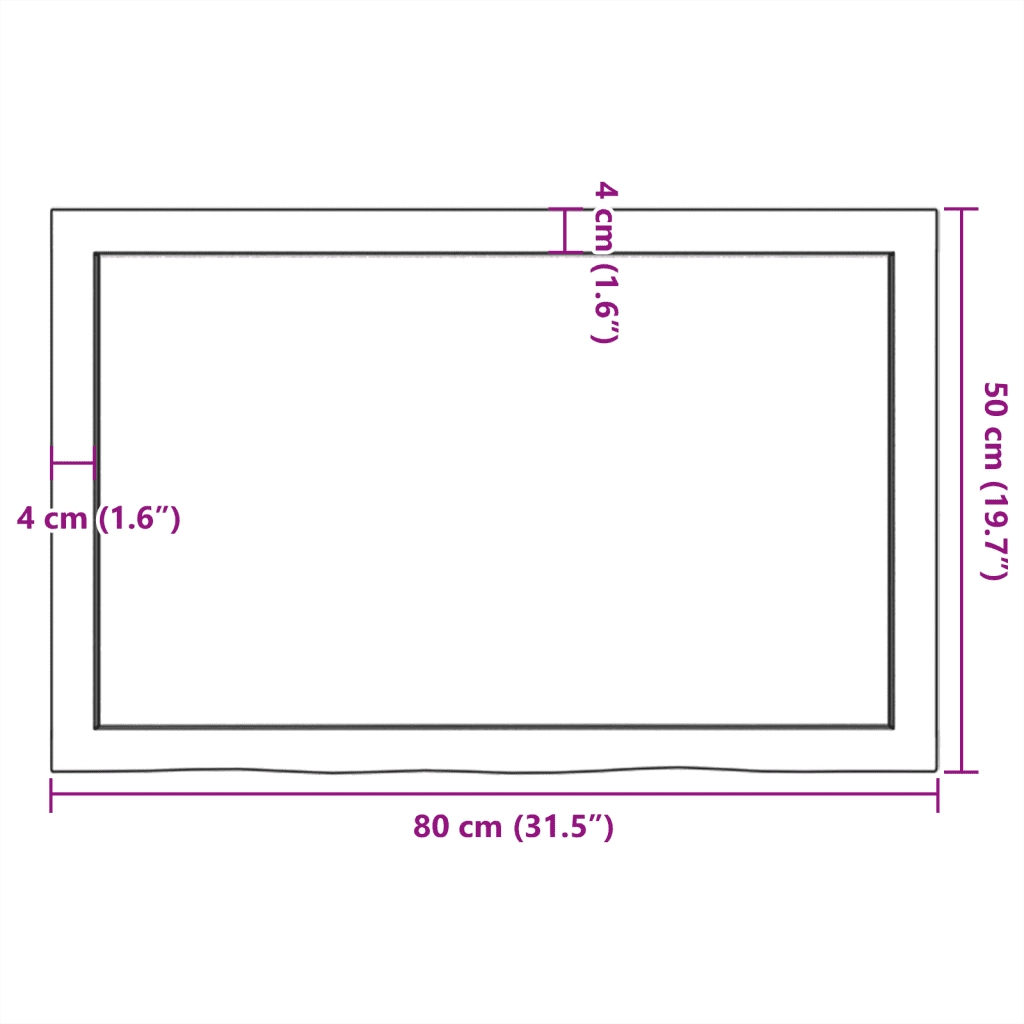 Piano per Tavolo 80x50x(2-6) cm in Rovere Massello Non Trattato 3156295