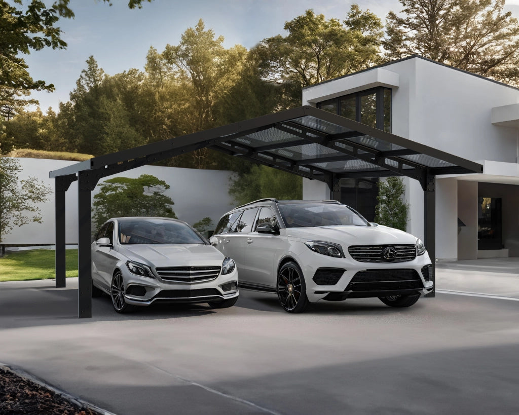 Carport Doppio Sydney in Alluminio 6X6 m Nero