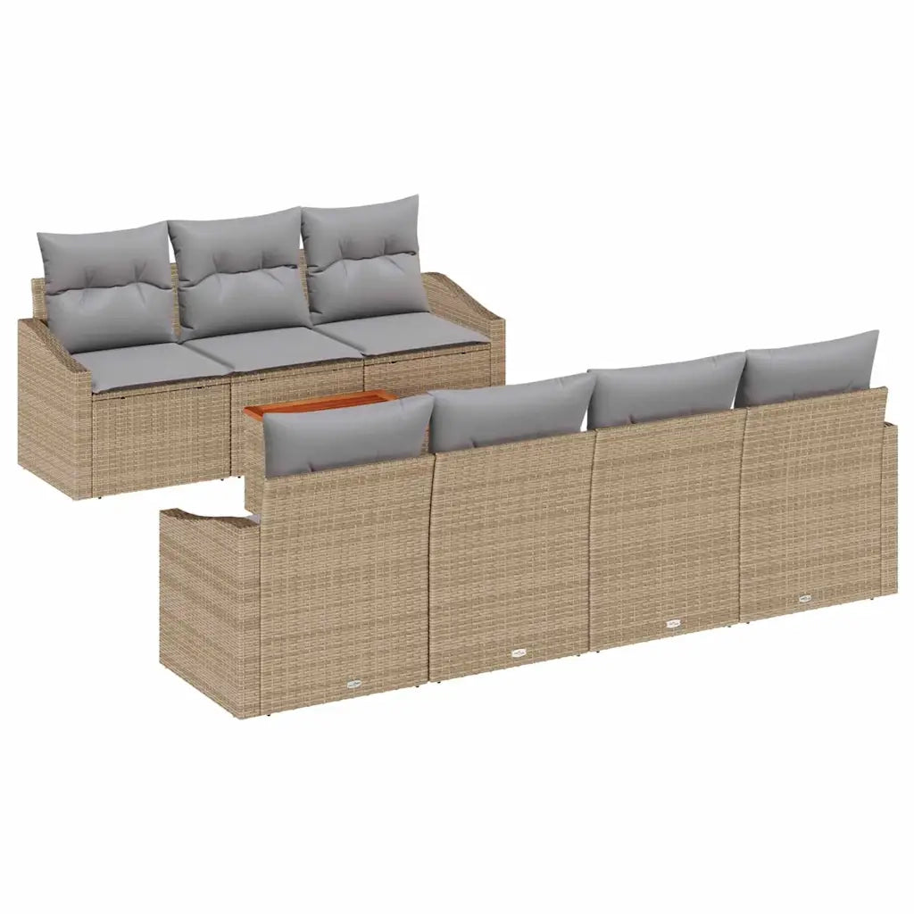 Set Divano da Giardino 8 pcs Beige e Grigio Chiaro polyrattan 3356460