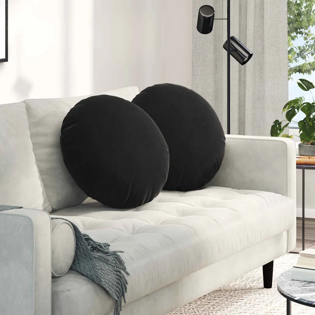 Cuscini per Seduta 2 pcs Nero Ø50 x 19 cm Velluto 42014180