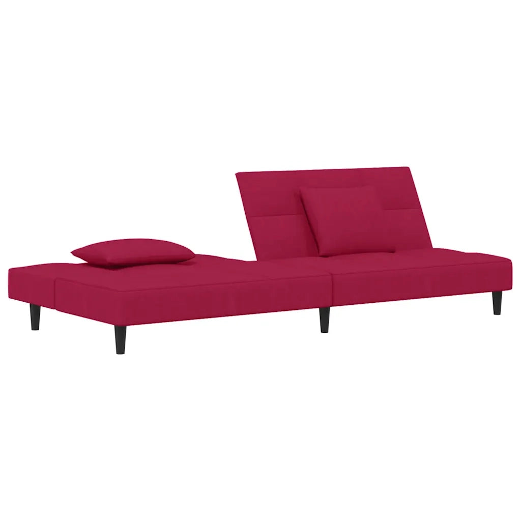 Divano Letto a 2 Posti con 2 Cuscini Rosso Vino in Velluto 375811