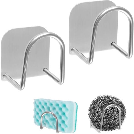 Sostegno per saponi in acciaio inossidabile - 2 pezzi -  - Ripostiglio per spugne - Accessori per cucina - Ventilazione per spugne - Sostegno per spugne