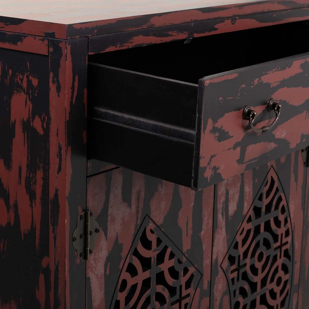 Credenza in legno rosso 136x36x106h