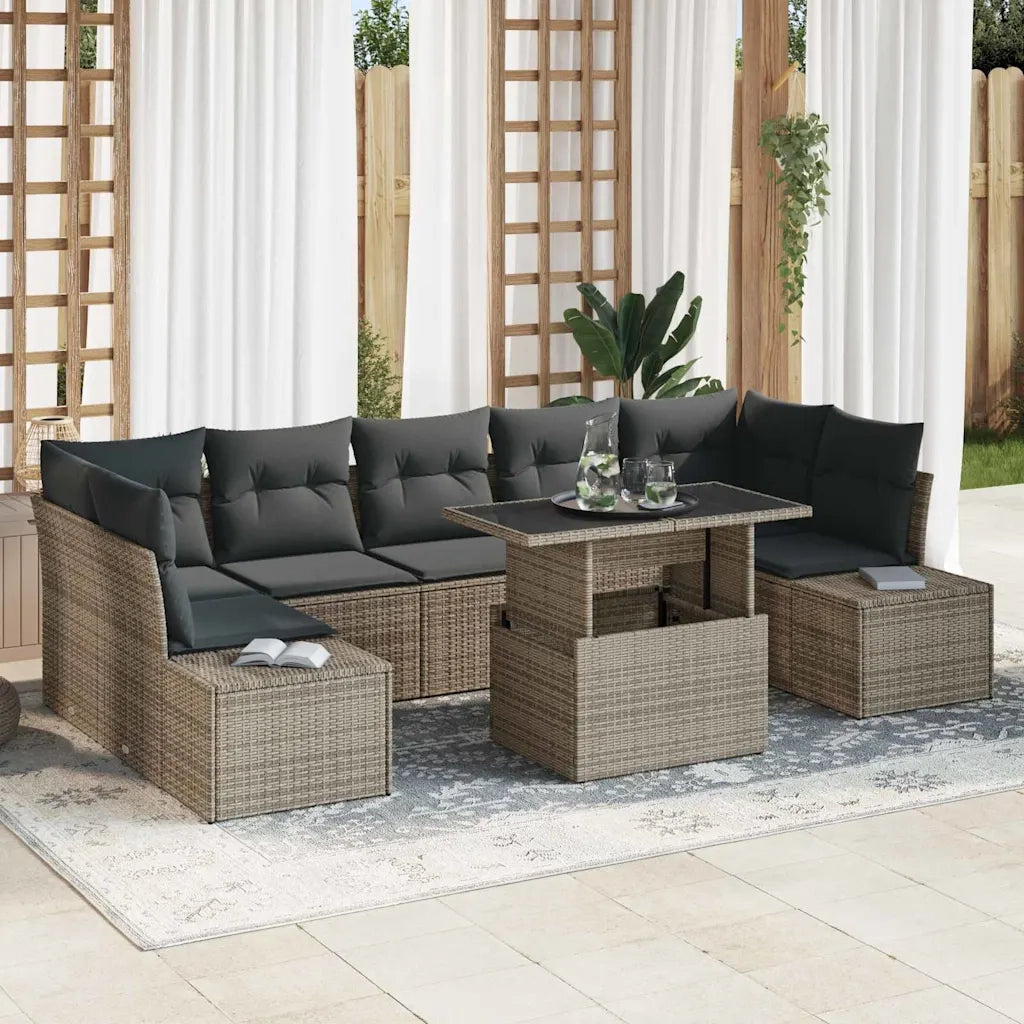 Set Divano da Giardino con cuscino 8 pcs Grigio 3357872
