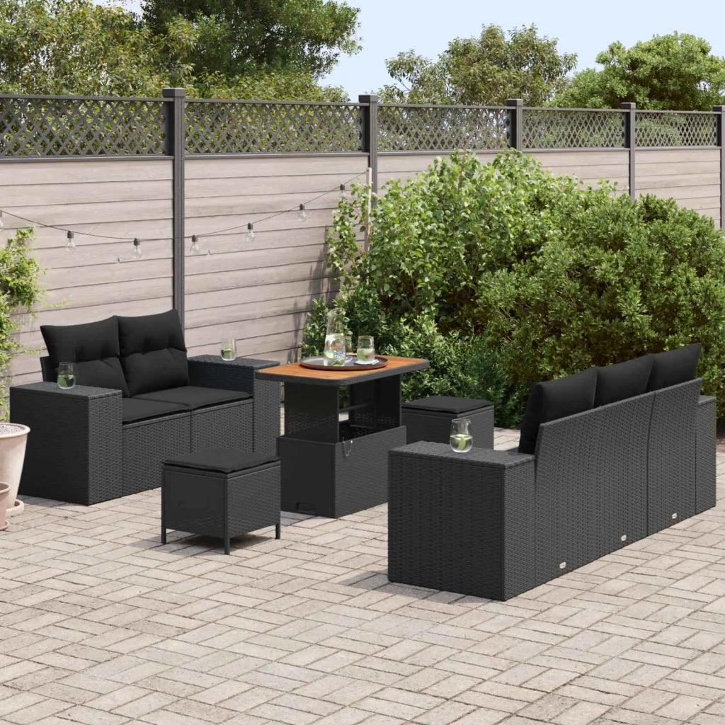 Set Divano da Giardino 8 pcs Nero polyrattan 3361949