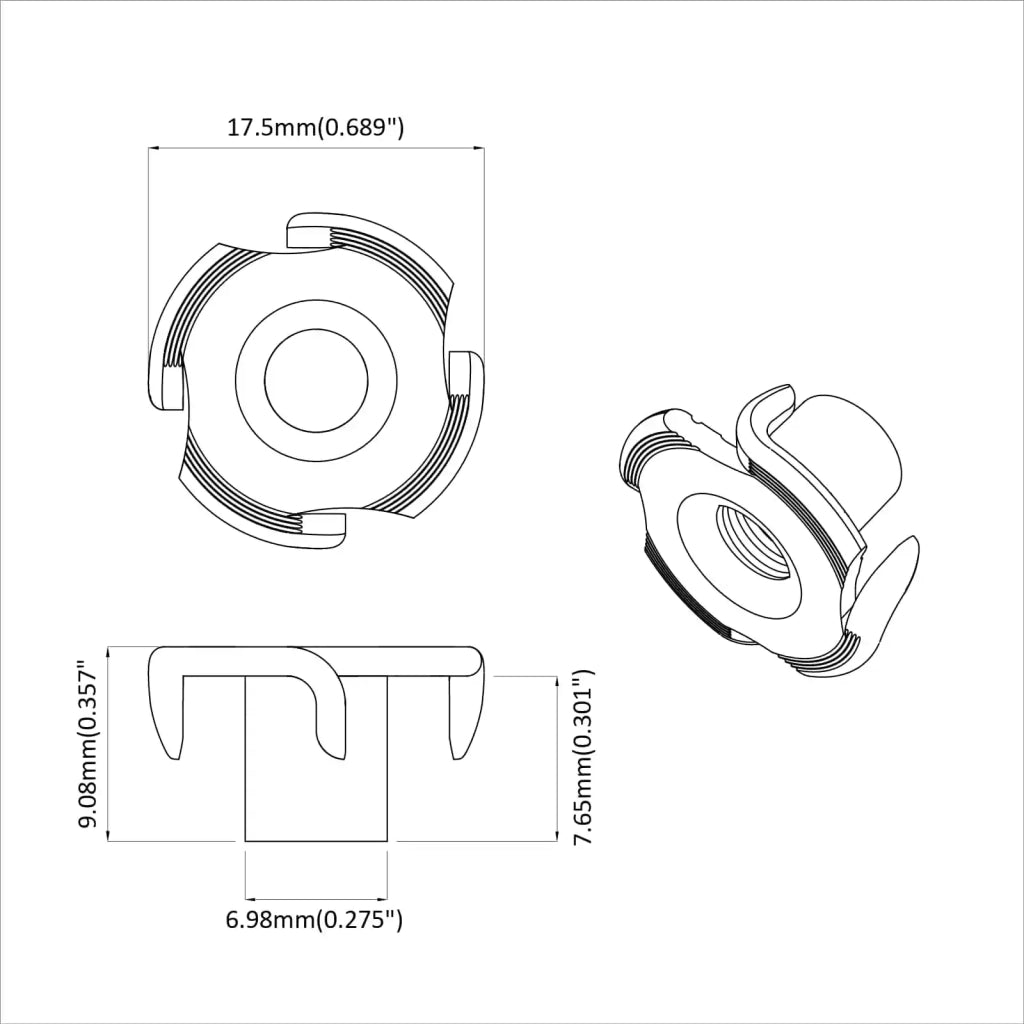 T-nut con punte 2 pcs Argento M6 mm Acciaio 864995
