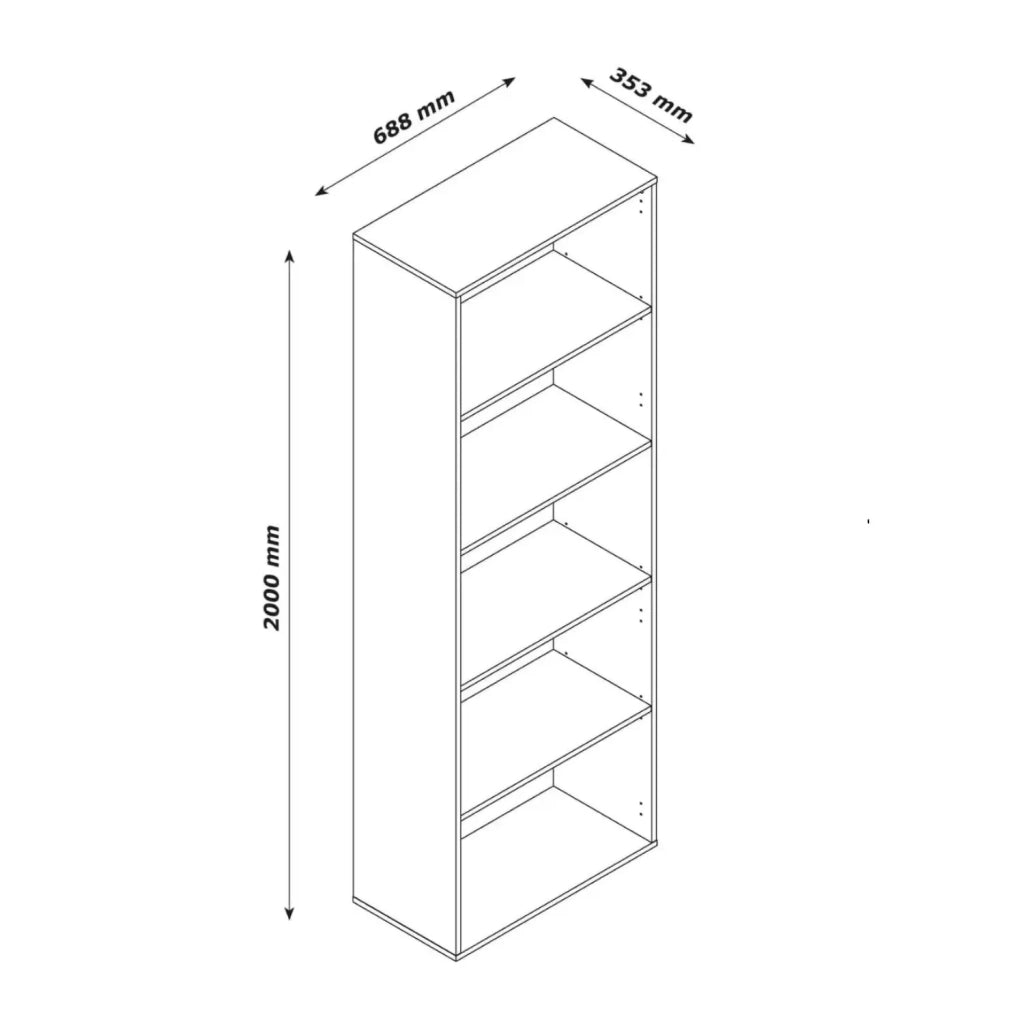 Libreria 5 ripiani cemento 68,8x35,3x200 composad
