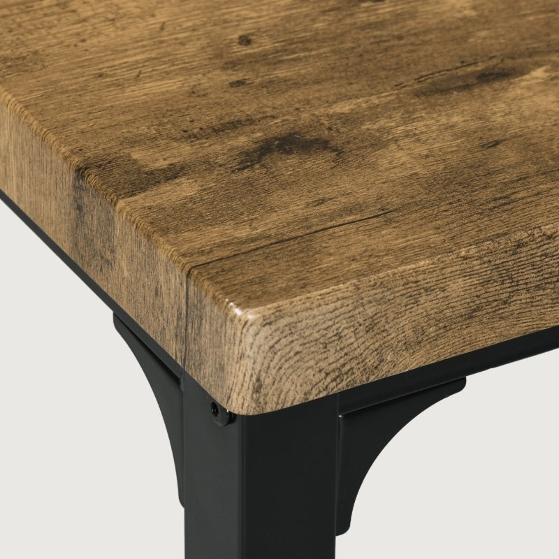 Set tavolo da pranzo 3 pezzi in MDF e acciaio, colore Rustic Brown