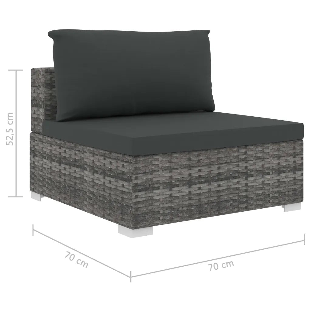 Set Divani da Giardino 4 pz con Cuscini in Polyrattan Grigio 46779