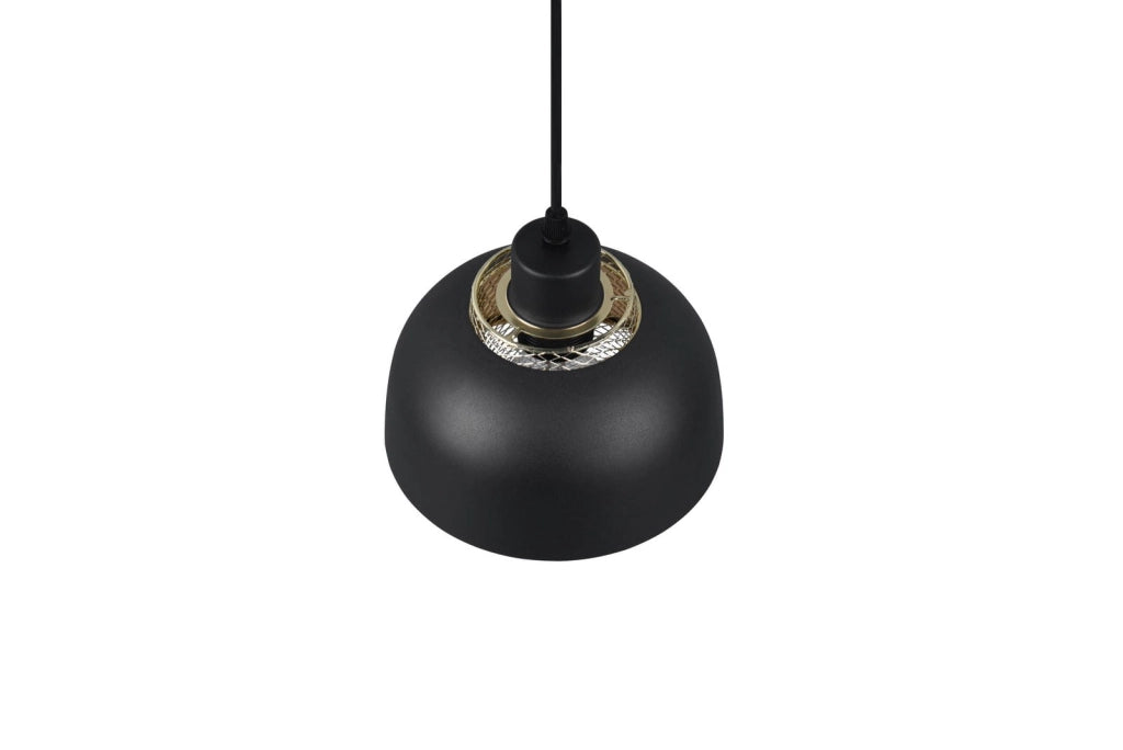 Lampada a sospensione PUNCH nera/oro metallo E27 Ø18cm