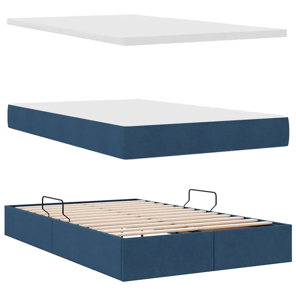 Letto con contenitore e materasso con testiera Blu 120 x 200 cm 3370442