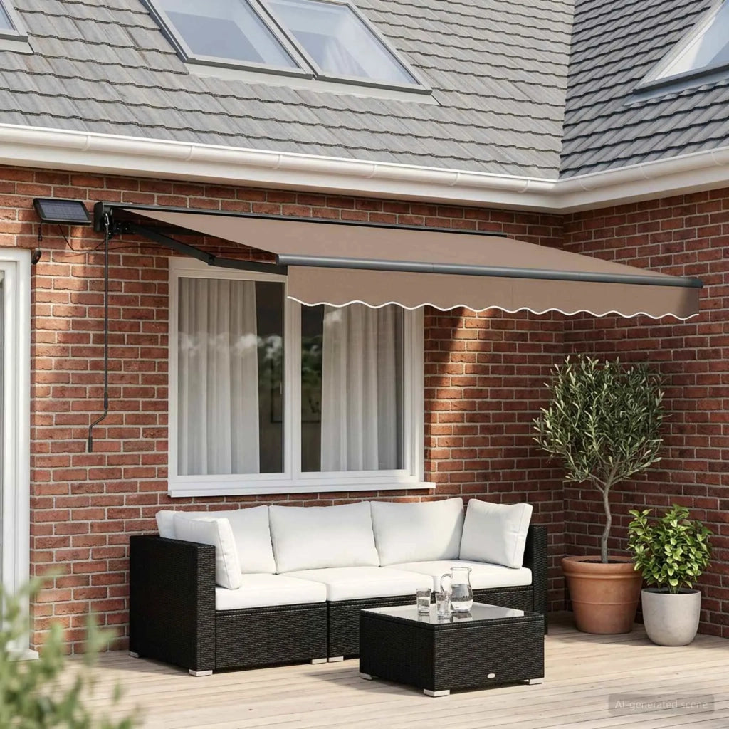 Cornice per Tenda Manuale con LED Tortora 3,5 x 2,5 m 3426005