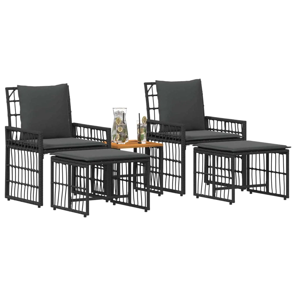Set di Mobili da Esterno 5 pcs Nero e Grigio scuro 42025136