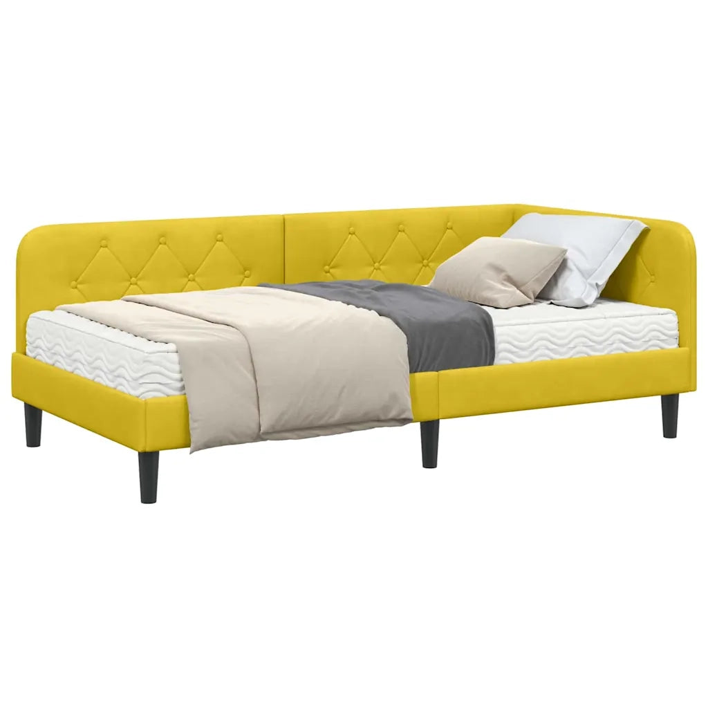 Cornice del letto ad angolo Giallo 90 x 200 cm Velluto