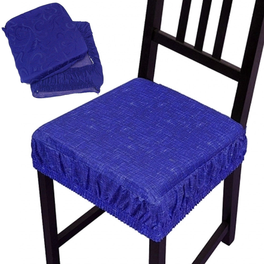 Trade Shop - Set 6 Coprisedia Cuscini Con Fascia Elastica Per Sedie Imbottito Sfoderabile - Blu