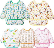 Asciugamani impermeabili con maniche lunghe per bambini, 5 pezzi, ideali per dipinti e pasti, 0-2 anni