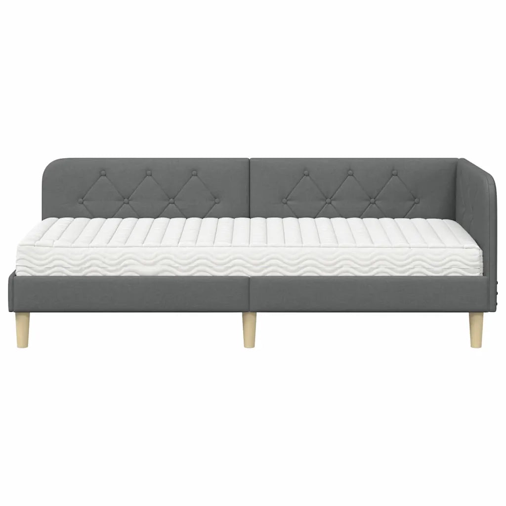 Cornice del letto ad angolo Grigio scuro 80 x 200 cm Tessuto