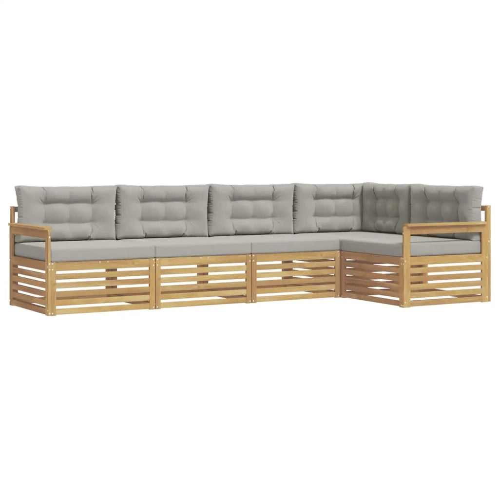 Set di divani da esterno 6 pz Bianco e Grigio Chiaro Poliestere 3390471