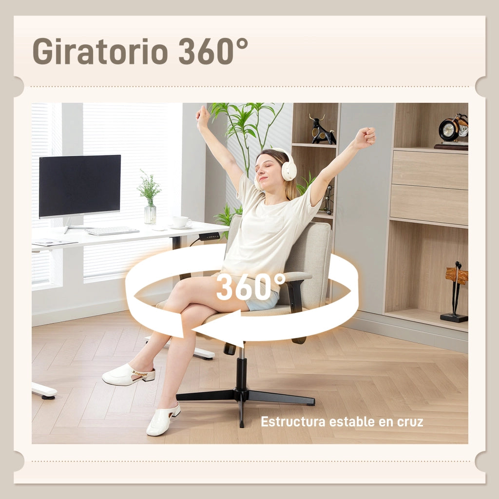 Sedia da Ufficio con Braccioli Abatibili e Schienale Regolabile ¨C Minimal ¨C Crema