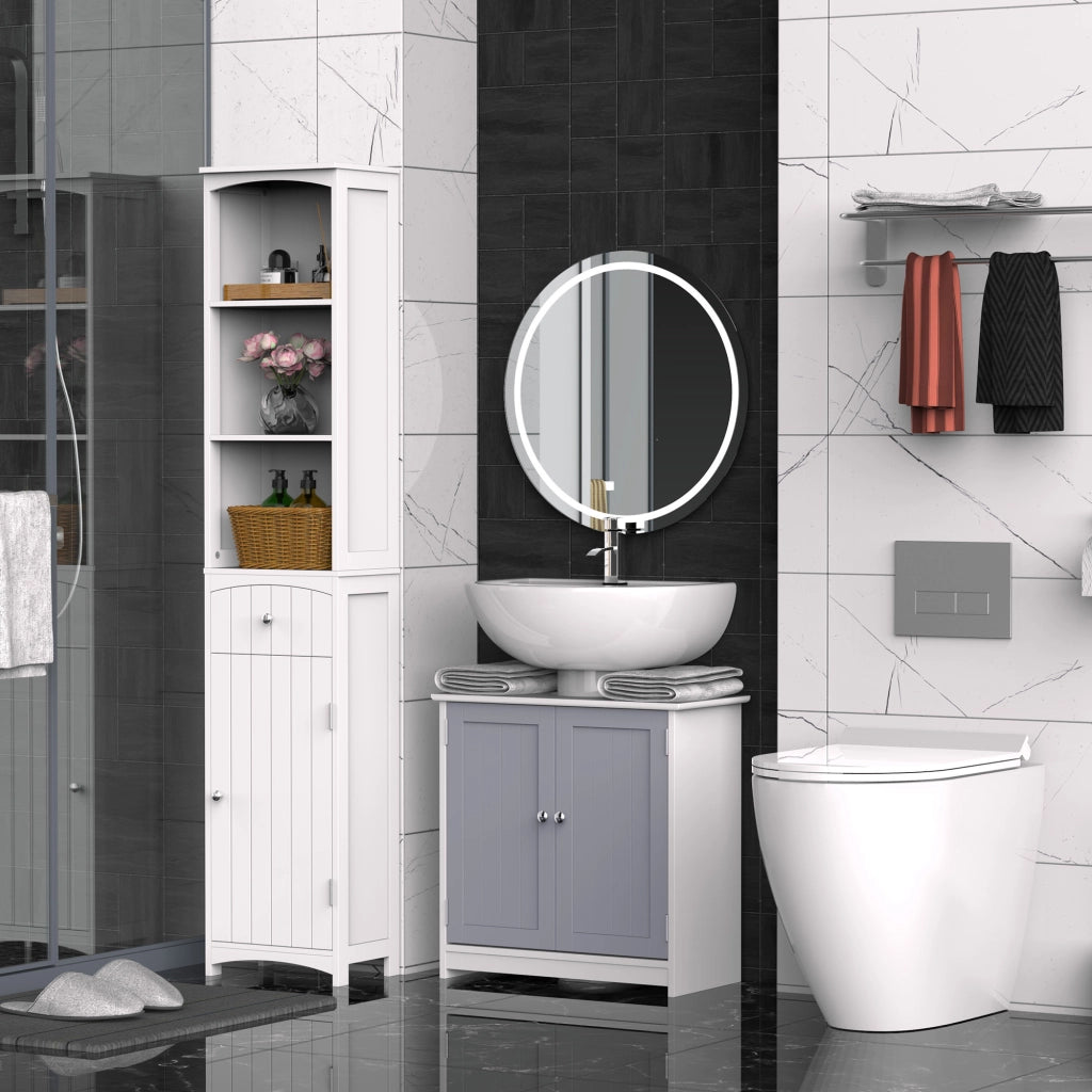 Mobile Bagno Sottolavabo ¨C Minimal ¨C Legno Grigio Bianco 60x30x60