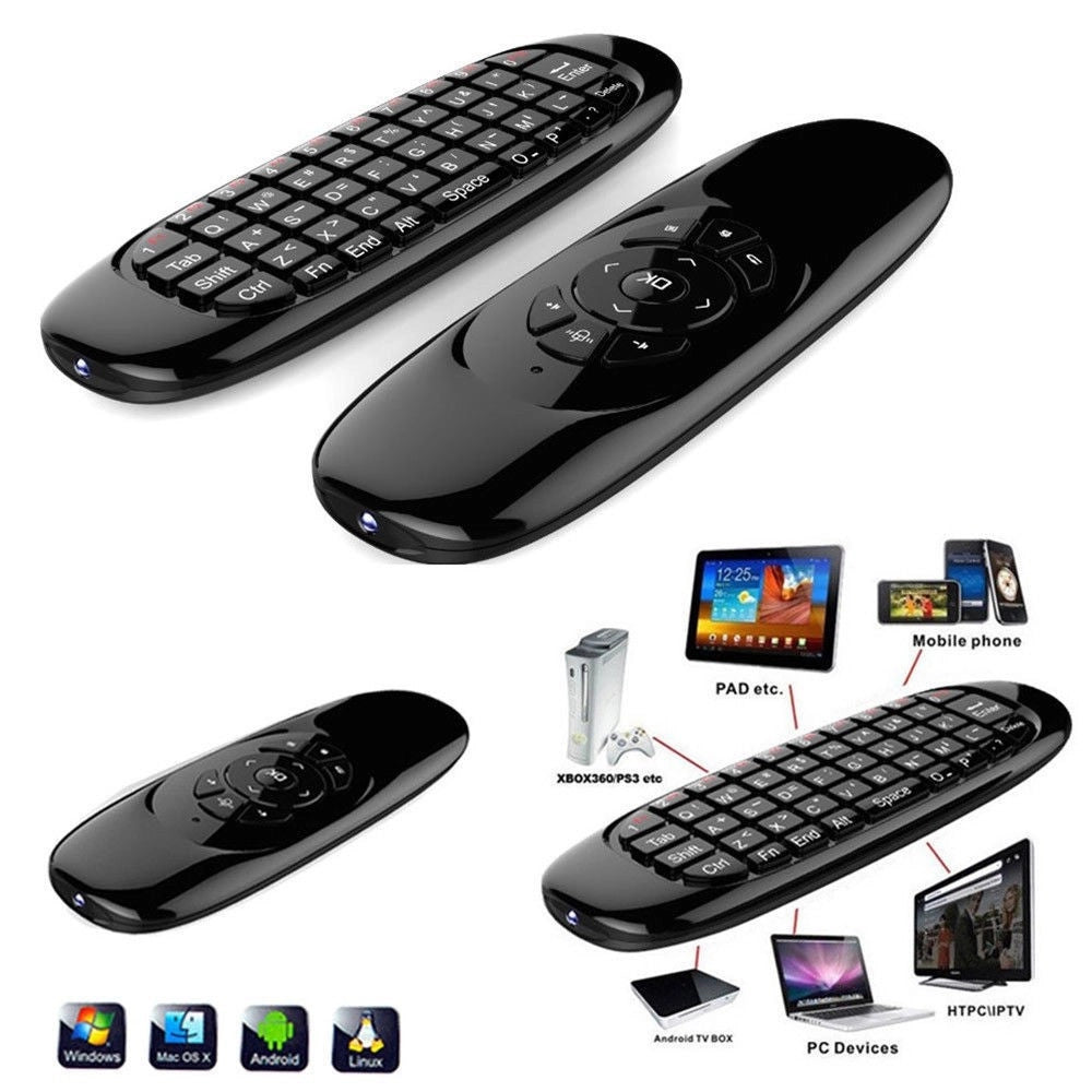 Trade Shop - Telecomando Air Mouse C-120 Wireless 2,4 Ghz Mini Tastiera Movimento Android Pc -