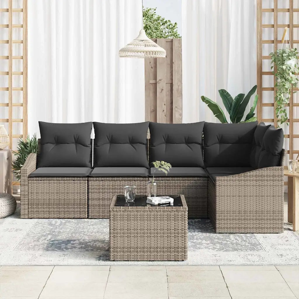 Set Divano da Giardino 6 pcs Grigio chiaro polyrattan 3355398