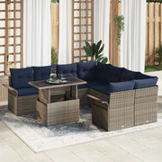 Set Divano da Giardino con cuscino 9 pcs Grigio Poly Rattan 3348261