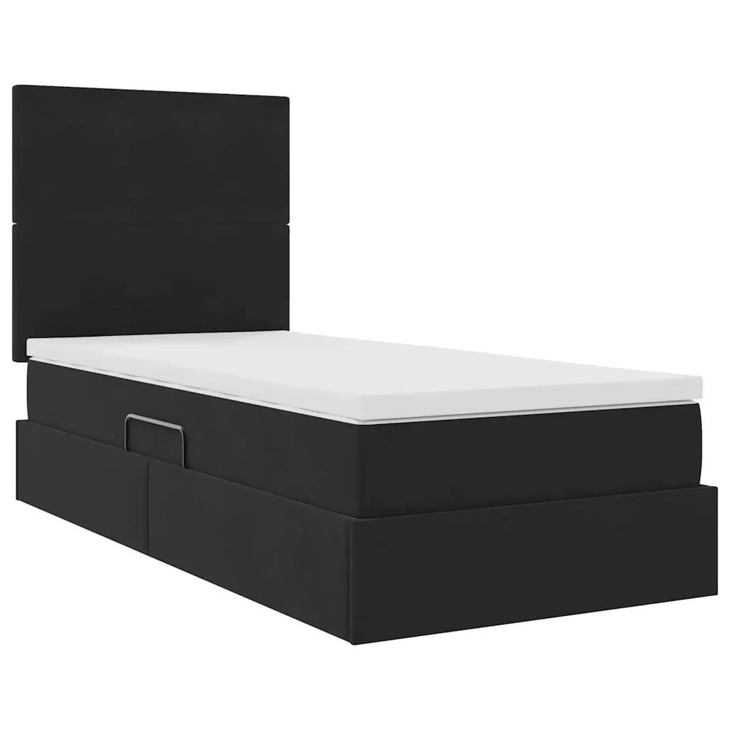 Letto con contenitore e LED con led Nero 90 x 200 cm Velluto