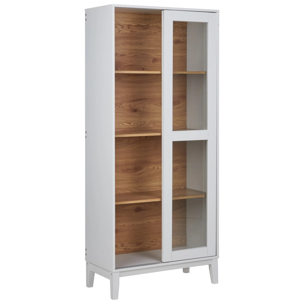 Mobiletto decorativo con vetrina in vetro bianco soggiorno stile elegante