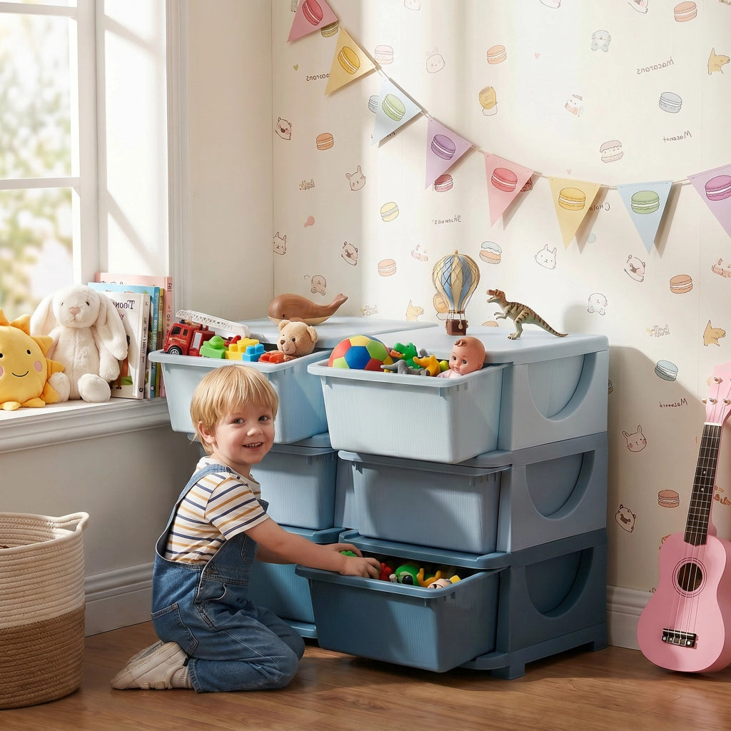 Cassettiera per bambini con 3 cassetti ¨C zephmum ¨C Blu