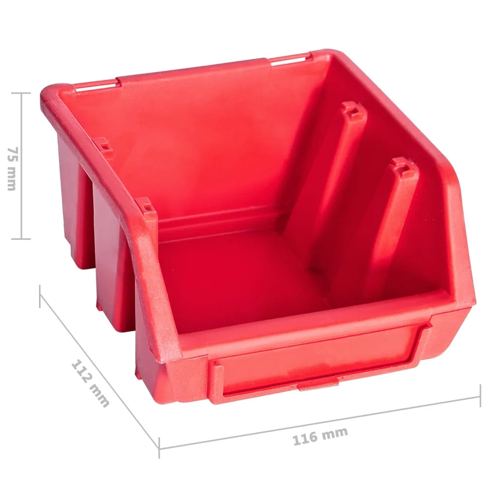 Kit Contenitori 39 pz con Pannelli a Parete Rosso e Nero 150809
