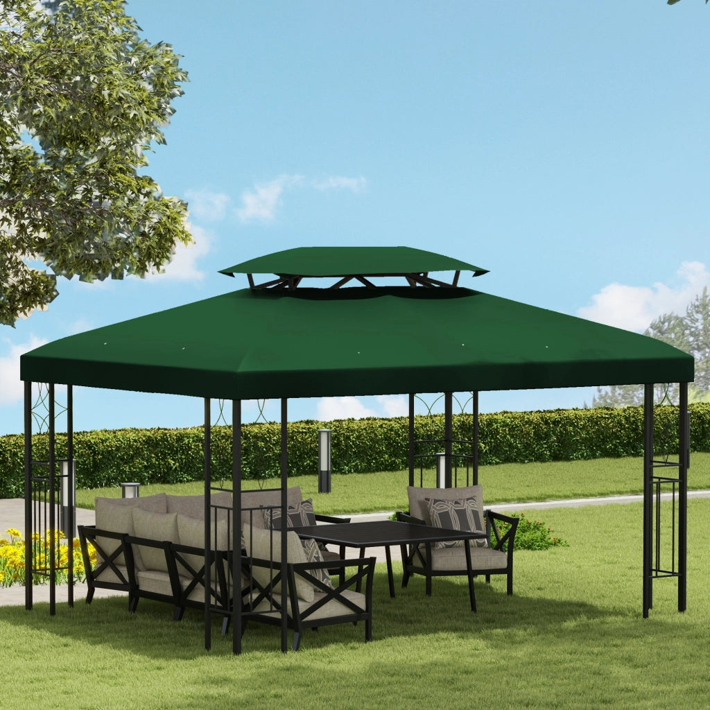 Gazebo 4x3 m 2 Livelli ¨C Minimal ¨C Verde Poliestere