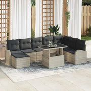 Set Divano da Giardino con cuscino 9 pcs Grigio chiaro 3348698
