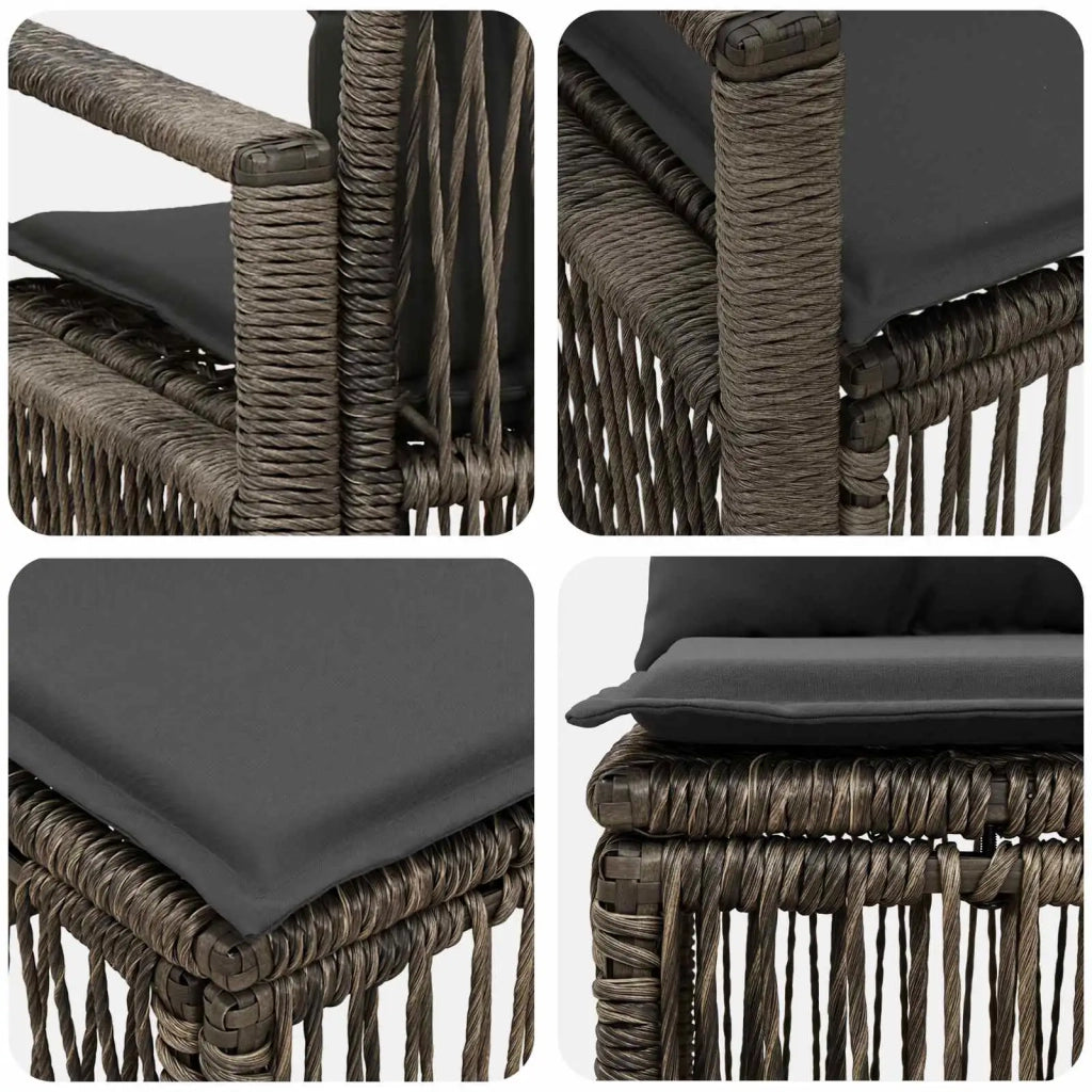 Set Divano da Giardino 9 pz Grigio polyrattan 3435734