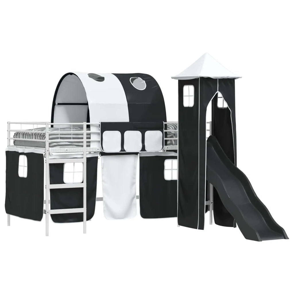 Struttura del letto loft per bambini-Giroletto per bambini Bianco e Nero 107 x 200 cm 290967