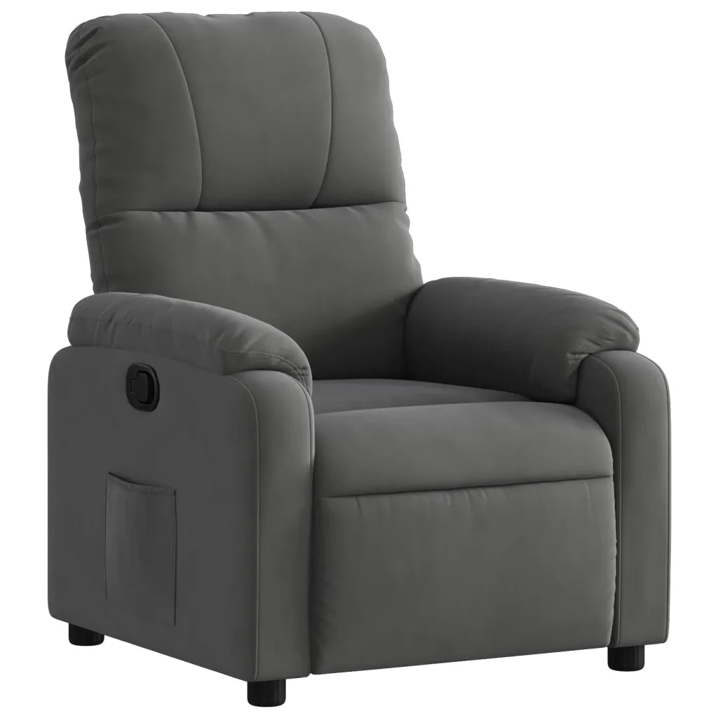 Poltrona | Sedia Relax Reclinabile Grigio Scuro in Tessuto di Microfibra