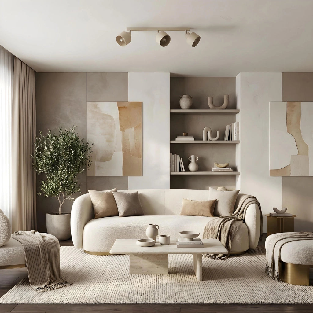Lampada da soffitto Parkla 3 luci beige metallo E27