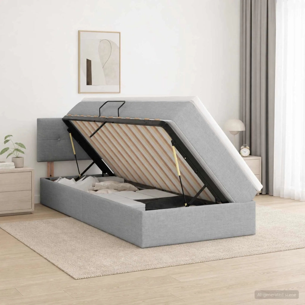 Letto con contenitore LED e materasso Grigio Chiaro 3459042