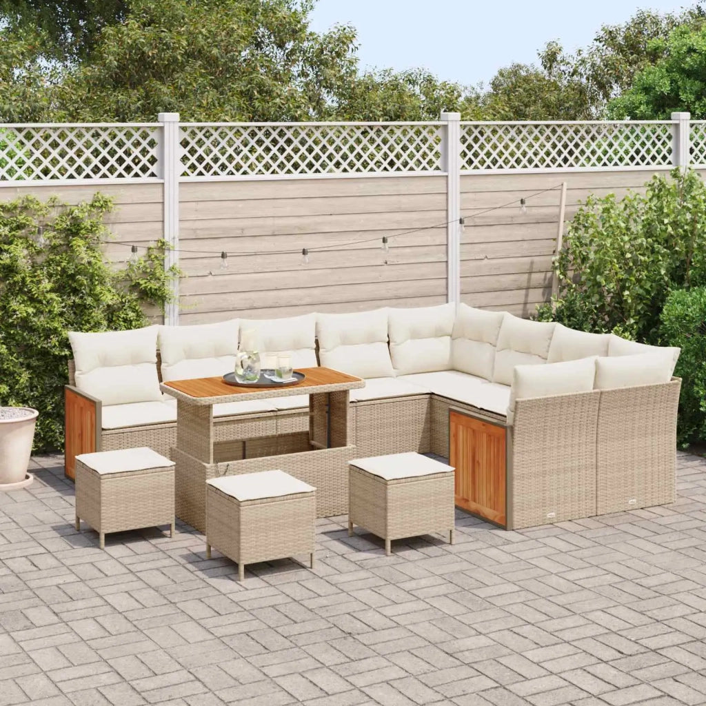Set Divano da Giardino con cuscino 13 pcs Beige e Crema 3363221