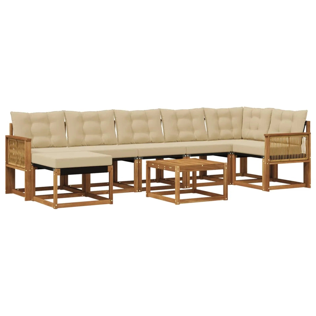 Set di divani da esterno con cuscino 8 pcs Naturale e Beige 3382117