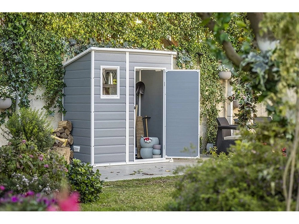 1pz casetta da giardino manor 6x4 cm. 183,5x111x200,5 h col. grigio cod:ferx.vit50684
