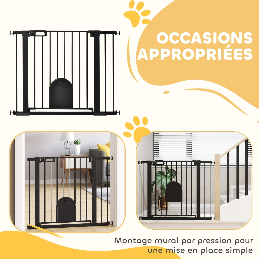 Barriera di sicurezza per animali con porta e chiusura automatica ¨C Zephmum ¨C Nero