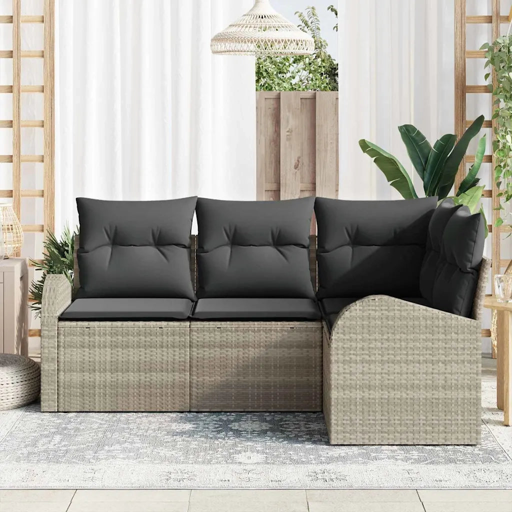 Set Divano da Giardino 4 pcs Grigio chiaro polyrattan 3346022