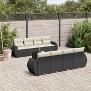 Set Divani da Giardino 9 pz con Cuscini Nero in Polyrattan 3221145