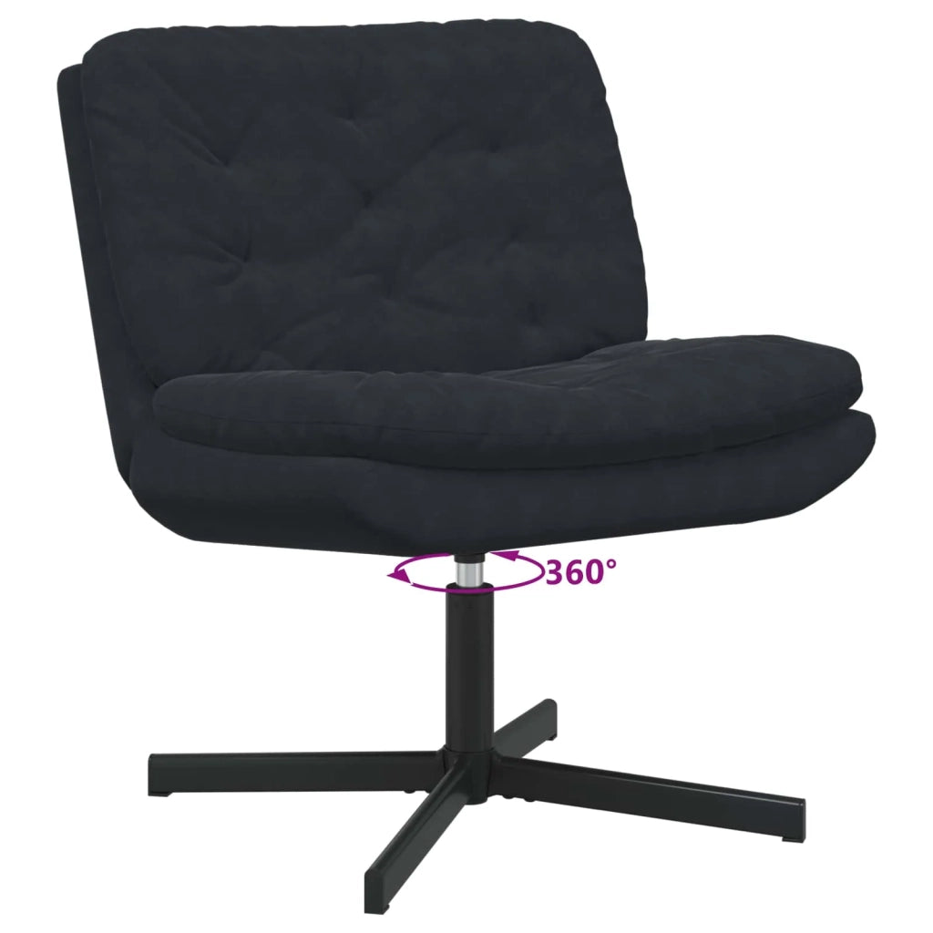 Poltrona Relax | Sedia Relax con Base Girevole Nero 63 x 75 x 76 cm Velluto