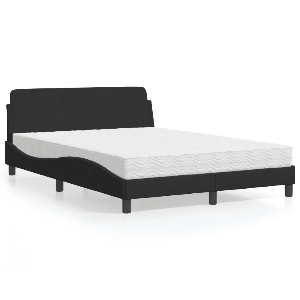 Letto con Materasso Dover Nero 140x200 cm in Velluto