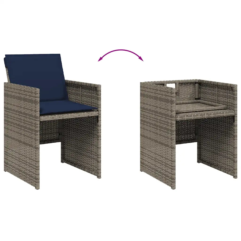 Set da pranzo da giardino da 15 pz con Cuscini in Polyrattan Grigio 3277764