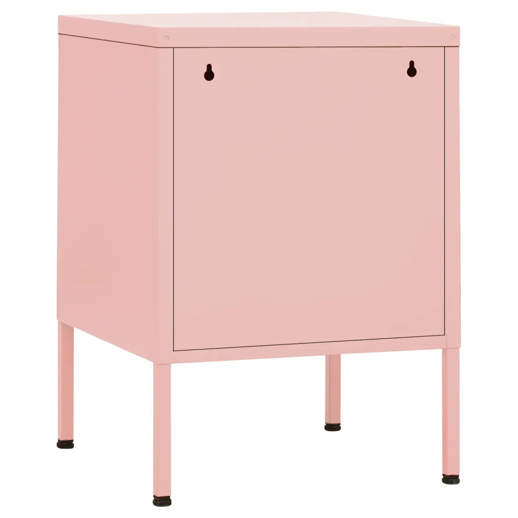 Comodino | Armadio da Notte | Mobiletto da notte Rosa 35x35x51 cm in Acciaio