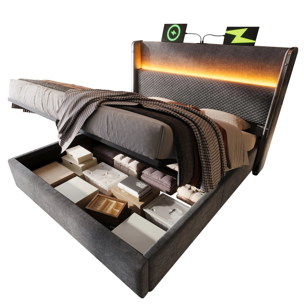 letto idraulico lino grigio 180 x 200 cm