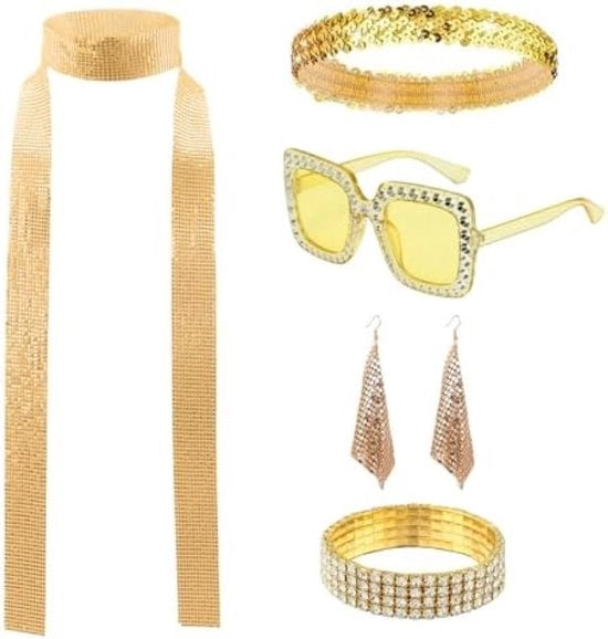 Set di accessori disco anni 70 e 80 - 6 pacchetti di glitter